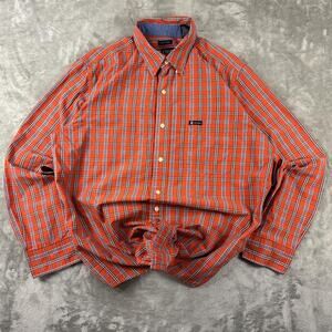 Chaps Button Down Men's Shirt Long Sleeve Red Plaid Easy Care Outdoor Size Large